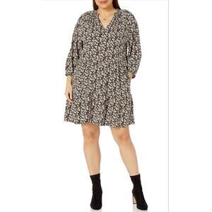 Caralynmirand The Drop Womens 5X Floral Ruffle Neck Tiered Mini Dress Plus Size